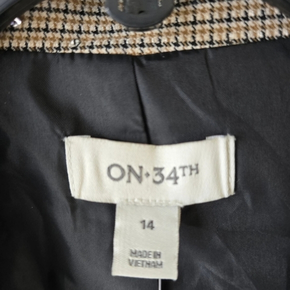 $99 On-34th New Sequin Plaid Blazer Jacket 14 Women Beige Twill Elegant Glitter - Picture 7 of 12